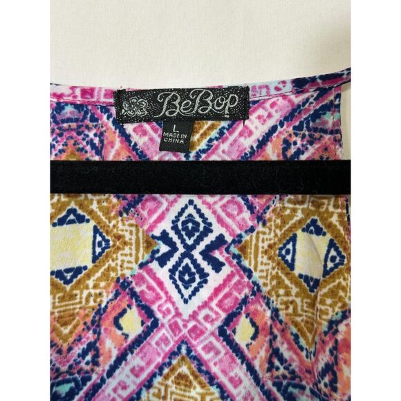 BeBop Women's BOHO Racer Back Ruffled Maxi Skirt Size L Geometric Design - Picture 2 of 4